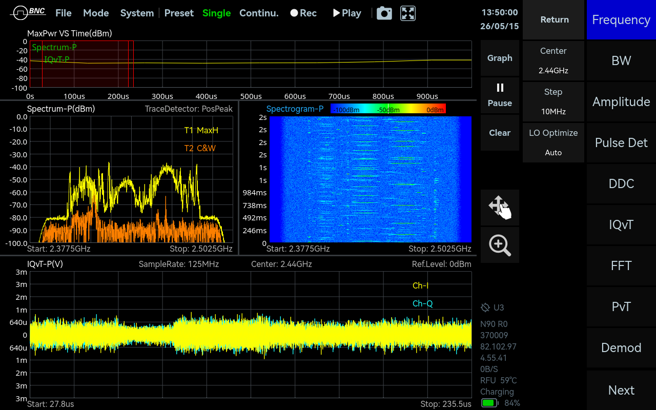 SpecICX-gen3 screenshot: IQ Streaming mode
